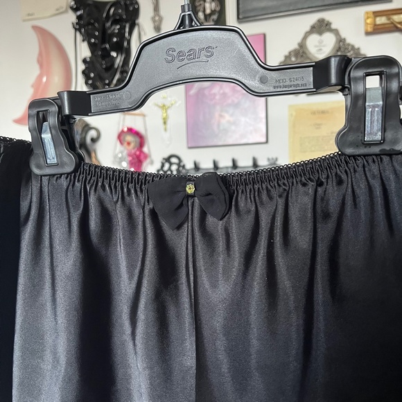 80s Silky Black Lingerie Pj Shorts Vintage - Picture 2 of 4